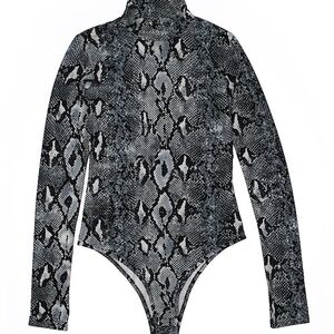 Snakeskin Print Long Sleeve Bodysuit